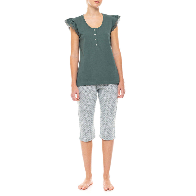 Product PINK LABEL PYJAMA CAPRI FOREST GREEN GEO base image