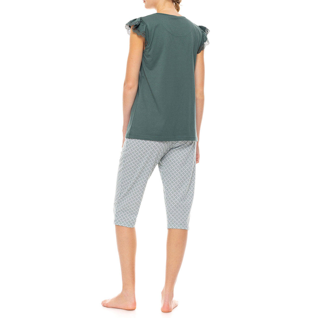 Product PINK LABEL PYJAMA CAPRI FOREST GREEN GEO base image