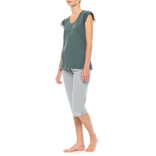 Product PINK LABEL PYJAMA CAPRI FOREST GREEN GEO base image