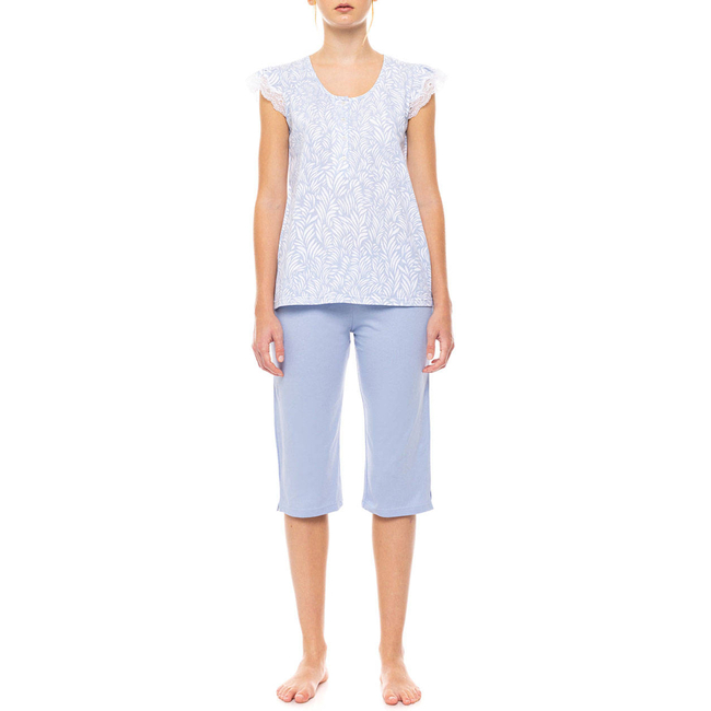 Product PINK LABEL PYJAMA CAPRI ICE BLUE FLEUR base image