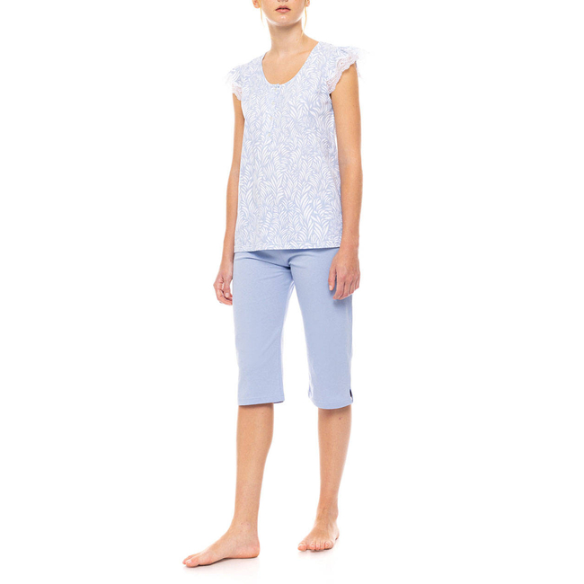 Product PINK LABEL PYJAMA CAPRI ICE BLUE FLEUR base image