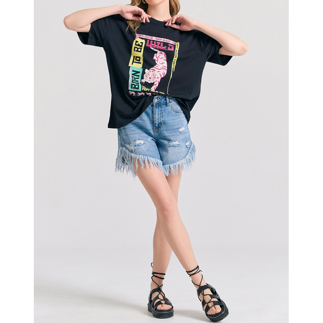 Product FUNKY BUDDHA Γυναικεία Μπλούζα Κοντό Μανίκι Με Τύπωμα base image