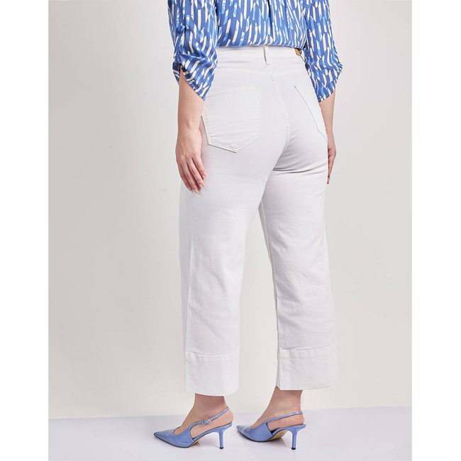 Product PARABITA White denim cropped pants with seams base image