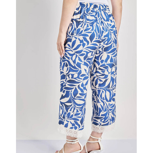 Product PARABITA Παντελόνα εμπριμέ φλοράλ cropped σε όψη λινό base image