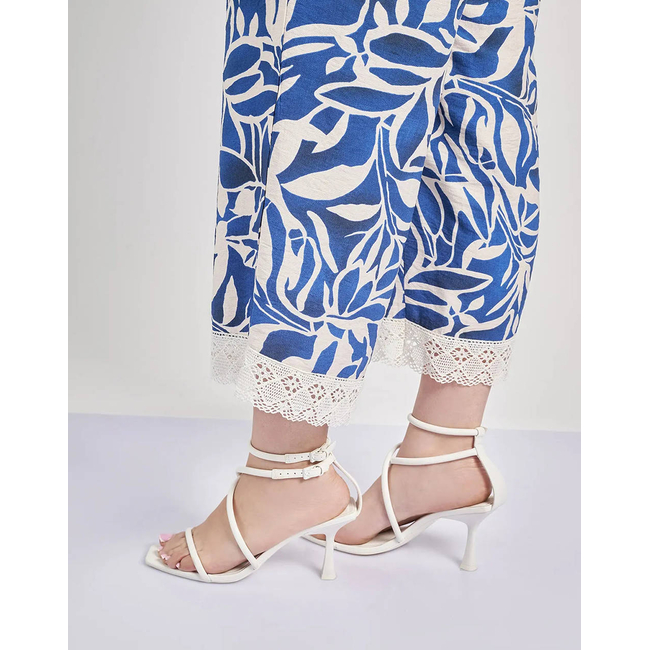 Product PARABITA Παντελόνα εμπριμέ φλοράλ cropped σε όψη λινό base image