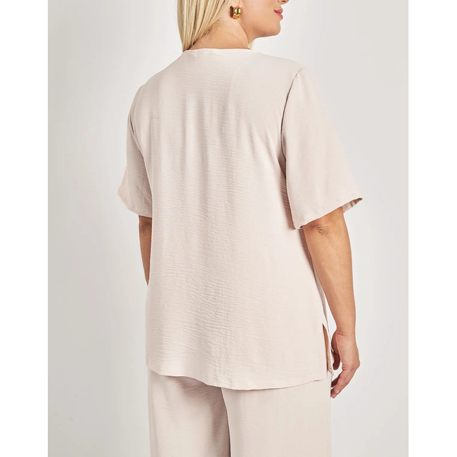 Product PARABITA Μπλούζα washed με V και πιέτα μπροστά base image