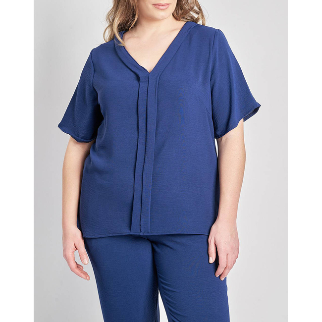 Product PARABITA Μπλούζα washed με V και πιέτα μπροστά base image