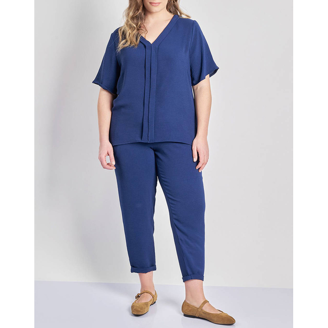 Product PARABITA Μπλούζα washed με V και πιέτα μπροστά base image