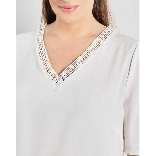 Product PARABITA Μπλούζα washed ανάγλυφο με κροσέ στο V base image