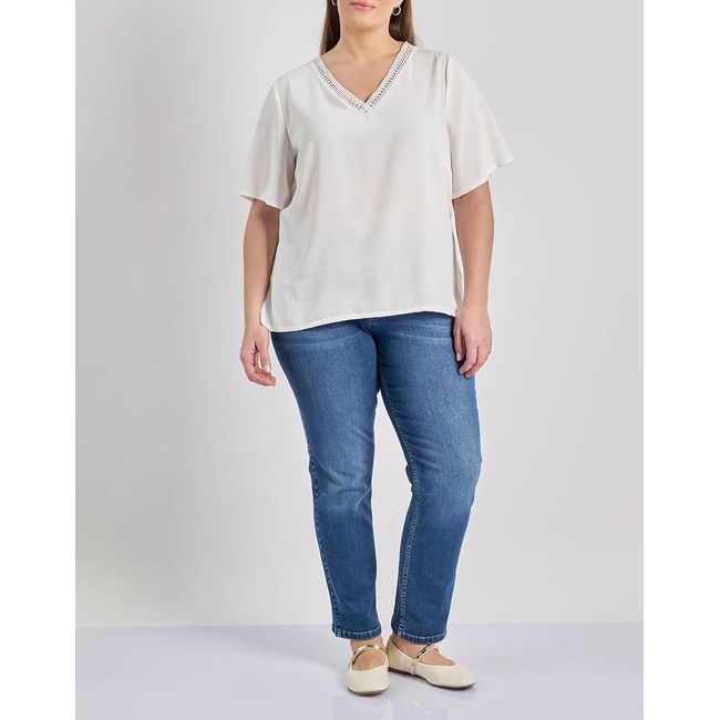 Product PARABITA Μπλούζα washed ανάγλυφο με κροσέ στο V base image