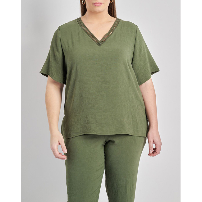 Product PARABITA Μπλούζα washed ανάγλυφο με κροσέ στο V base image