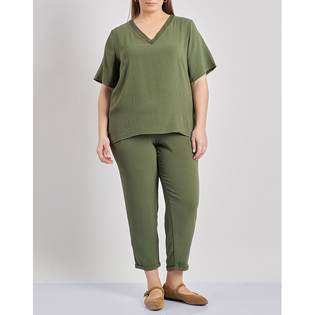 Product PARABITA Μπλούζα washed ανάγλυφο με κροσέ στο V base image