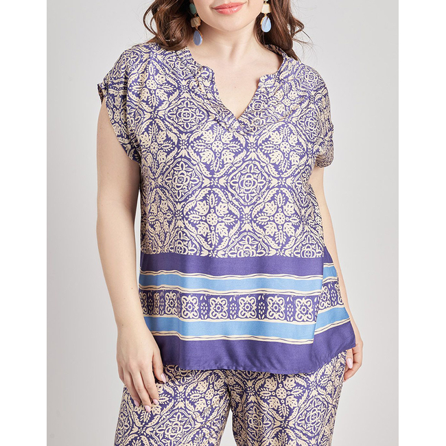 Product PARABITA Μπλούζα σατινέ λαχούρι boho base image