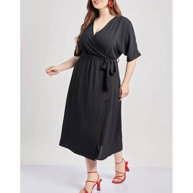 Product PARABITA Κρουαζέ αέρινο φόρεμα με ζώνη washed ανάγλυφο base image