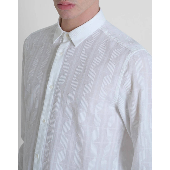 Product ANTONY MORATO MMSL00614FA440054 MIN OF 6 SHIRT BARCELONA REGULAR STRAIGHT FIT IN DOBBY COTTON FABRIC ABSTRACT GEOMETRIC PATTERN MEN'S SHIRT base image