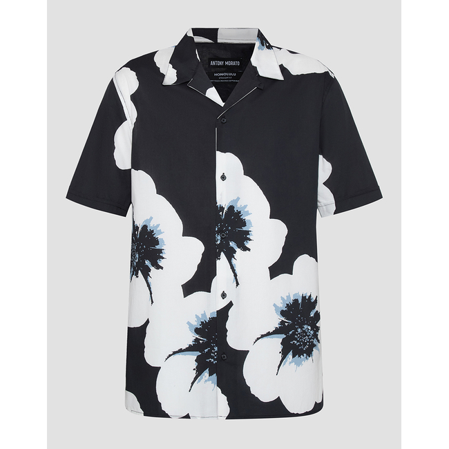 Product ANTONY MORATO MMSS00171FA430630 MIN OF 6 SHIRT HONOLULU REGULAR STRAIGHT FIT IN PRINTED COTTON VISCOSE BLEND FABRIC WITH LOGOED METAL BADGE ΜΠΛΟΥΖΑ ΑΝΔΡΙΚΟ base image