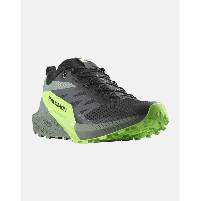 Product SALOMON TRAIL RUNNING - SENSE SENSE RIDE 5 BLACK / LAUREL WREATH / GREEN GECKO MEN'S SHOES base image