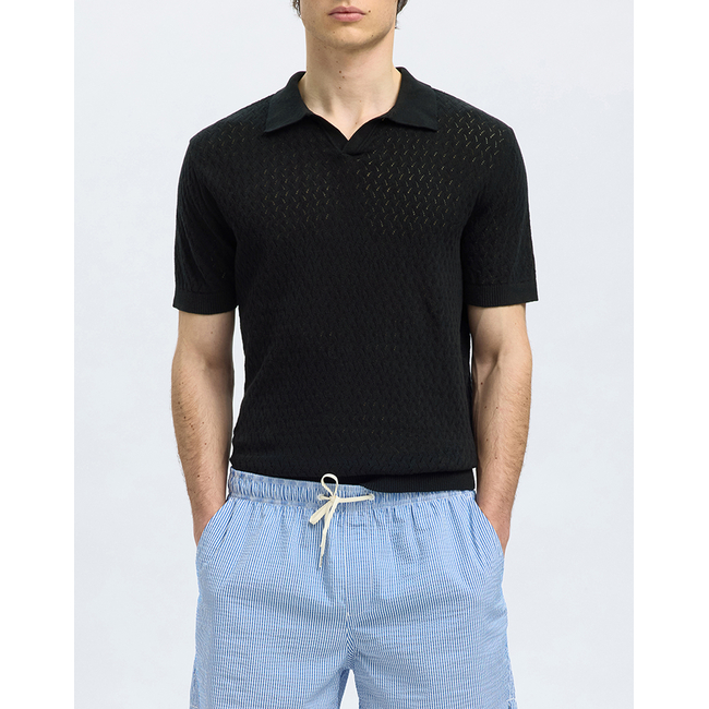 Product SELECTED SLHLINO SS KNIT CROCHET OPEN POLO base image