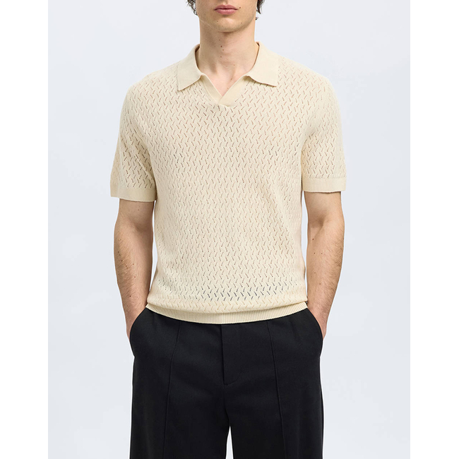 Product SELECTED SLHLINO SS KNIT CROCHET OPEN POLO base image