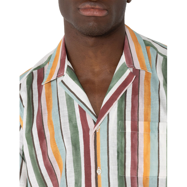 Product THE BOSTONIANS  ΠΟΥΚΑΜΙΣΟ CHARLES ΛΙΝΟ ΒΑΜΒΑΚΙ CUSTOM Print LINEN COTTON Bayron Custom FIT base image