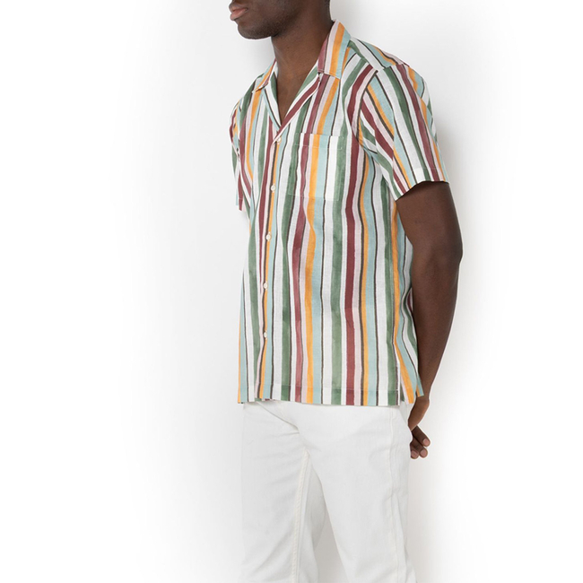 Product THE BOSTONIANS  ΠΟΥΚΑΜΙΣΟ CHARLES ΛΙΝΟ ΒΑΜΒΑΚΙ CUSTOM Print LINEN COTTON Bayron Custom FIT base image