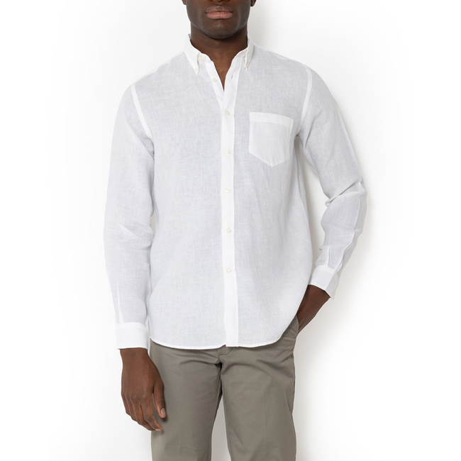 Product THE BOSTONIANS LINEN SHIRT REGULAR FIT Plain LINEN Button-down Regular Fit base image