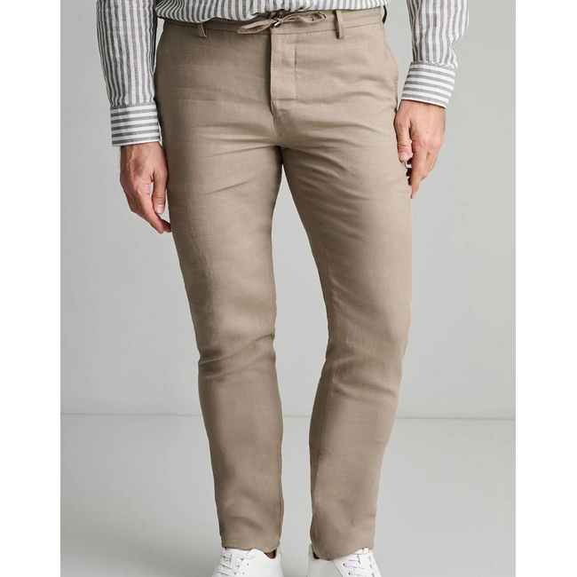 Product NAVY&GREEN DRAWN PLEATLESS PANTS base image