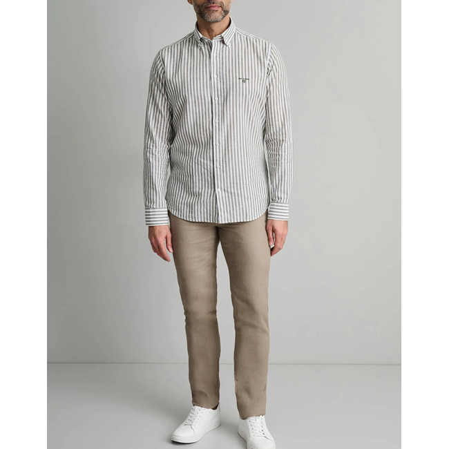 Product NAVY&GREEN DRAWN PLEATLESS PANTS base image