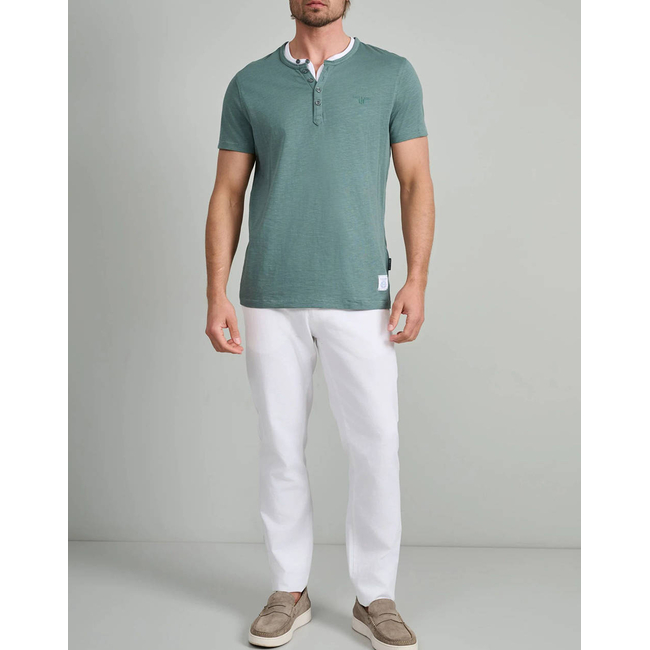 Product NAVY&GREEN V-NECK T-SHIRT WITH BUTTONS base image
