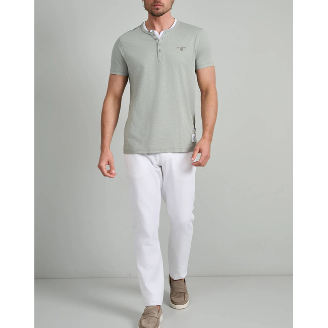 Product NAVY&GREEN V-NECK T-SHIRT WITH BUTTONS base image