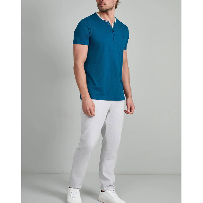 Product NAVY&GREEN V-NECK T-SHIRT WITH BUTTONS base image