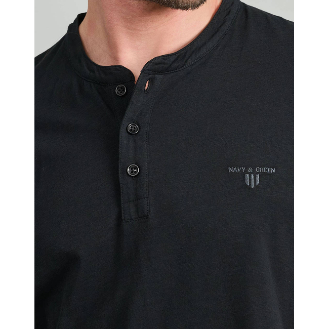 Product NAVY&GREEN V-NECK T-SHIRT WITH BUTTONS base image