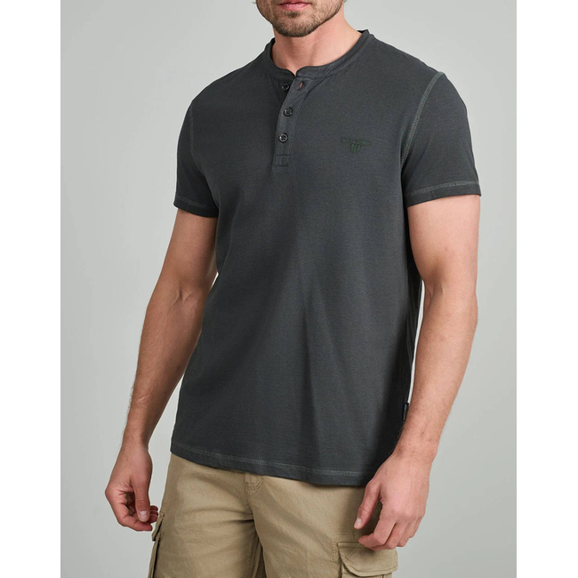 Product NAVY&GREEN V-NECK T-SHIRT WITH BUTTONS base image