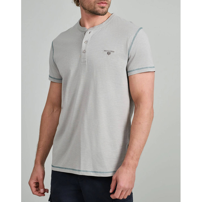 Product NAVY&GREEN V-NECK T-SHIRT WITH BUTTONS base image
