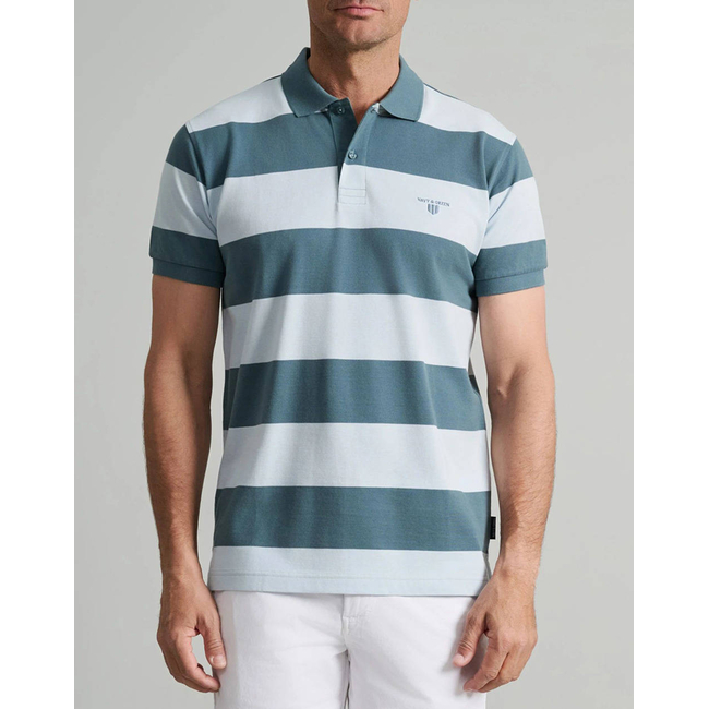 Product NAVY&GREEN ΜΠΛΟΥΖΑΚΙ ΠΟΛΟ, ΡΙΓΕΣ, CUSTOM FIT base image