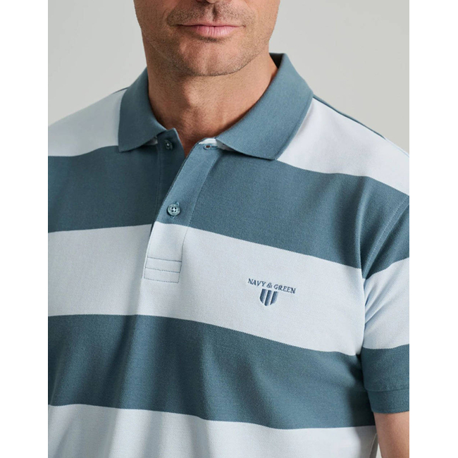 Product NAVY&GREEN ΜΠΛΟΥΖΑΚΙ ΠΟΛΟ, ΡΙΓΕΣ, CUSTOM FIT base image