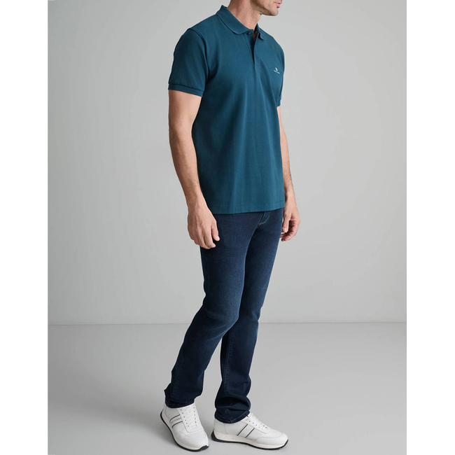 Product NAVY&GREEN POLO SHIRT SOL/COL, CUSTOM FIT base image