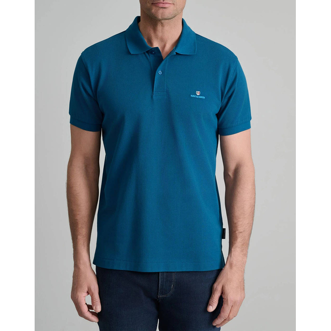 Product NAVY&GREEN POLO SHIRT SOL/COL, CUSTOM FIT base image