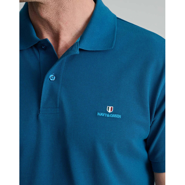 Product NAVY&GREEN POLO SHIRT SOL/COL, CUSTOM FIT base image