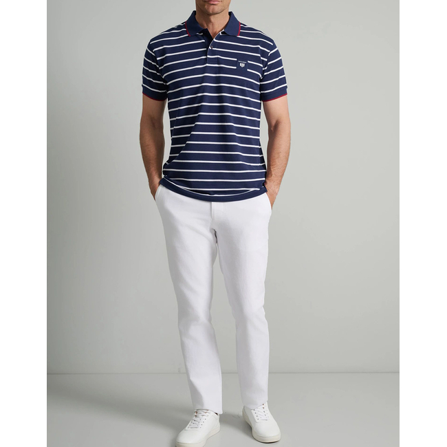 Product NAVY&GREEN ΜΠΛΟΥΖΑΚΙ ΠΟΛΟ, ΡΙΓΕΣ, CUSTOM FIT base image