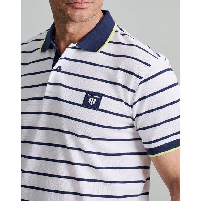 Product NAVY&GREEN ΜΠΛΟΥΖΑΚΙ ΠΟΛΟ, ΡΙΓΕΣ, CUSTOM FIT base image