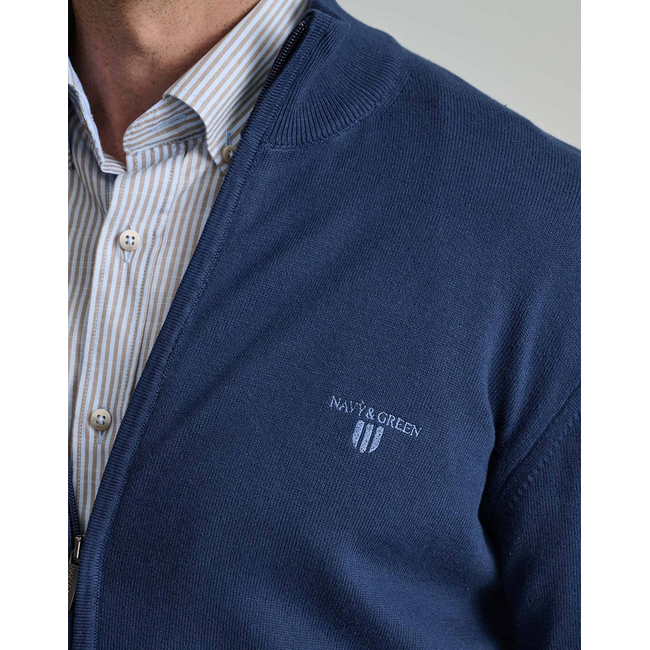 Product NAVY&GREEN KNITTED ZIPPER CARDIGAN base image
