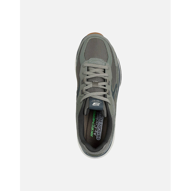 Product SKECHERS Leather Overlay Mesh Lace Up Sneaker W/ Swan Logo base image