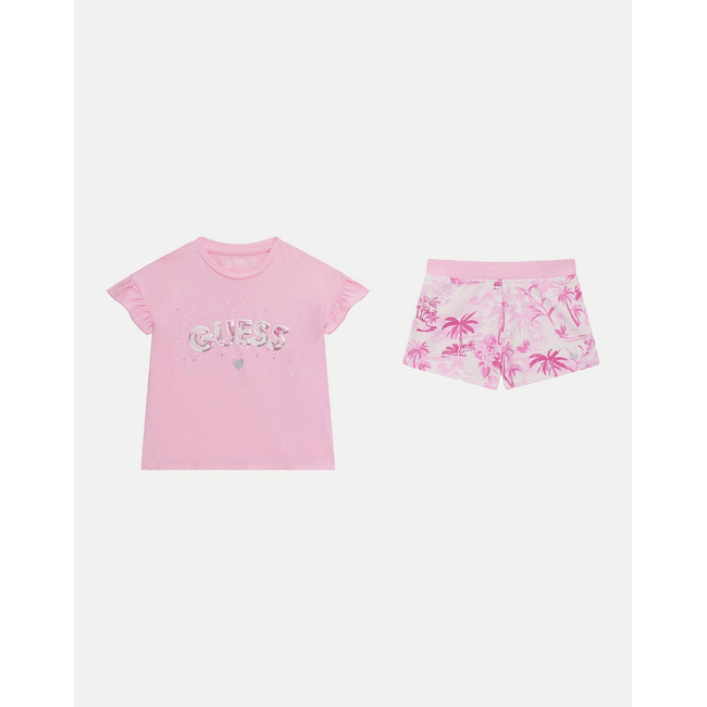 Product GUESS SET SS T-SHIRT+ACTIV - MID ORGANIC CO STR JERSEY 160 ΣΕΤ ΠΑΙΔΙΚΟ GIRL base image