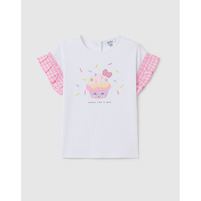 Product OVS T.SHIRT VICHY RUFFLE base image