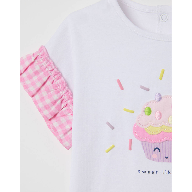 Product OVS T.SHIRT VICHY RUFFLE base image