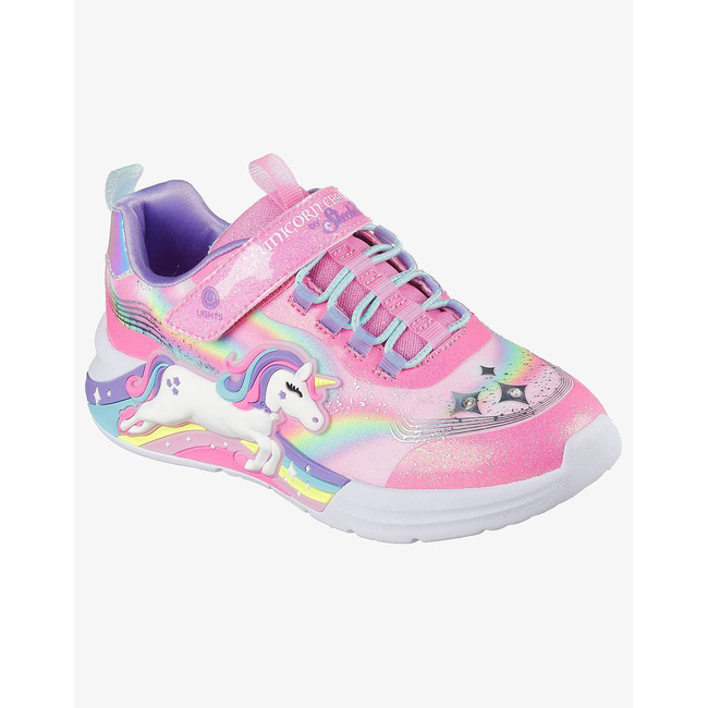 Product SKECHERS Lighted Unicorn Bungee & Gore Sneaker W/ Rainbow Glitter Print Upper base image