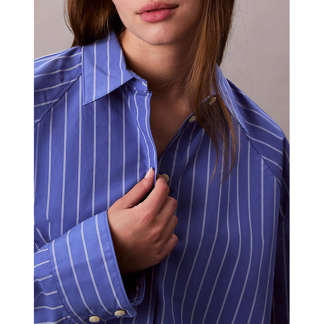 Product CALVIN KLEIN JEANS YD STRIPE BOXY CROPPED SHIRT base image