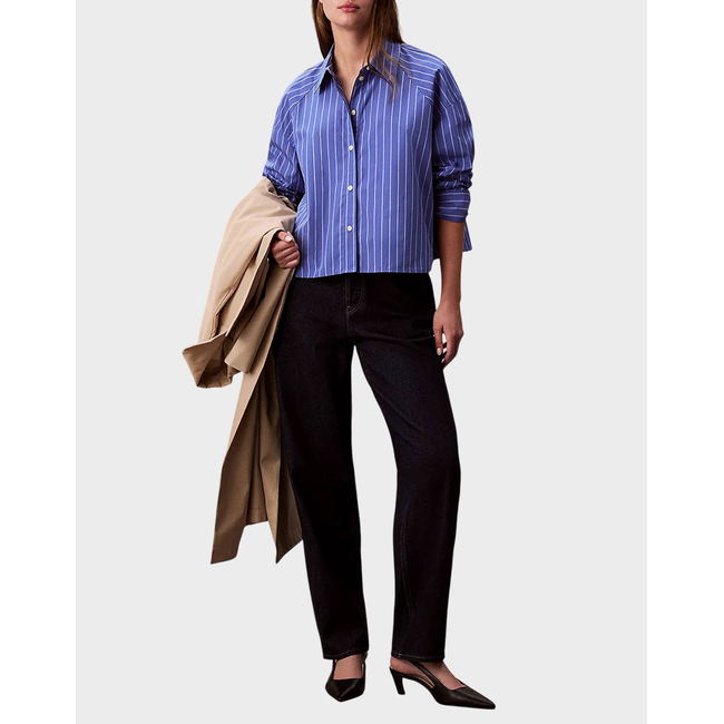 Product CALVIN KLEIN JEANS YD STRIPE BOXY CROPPED SHIRT base image