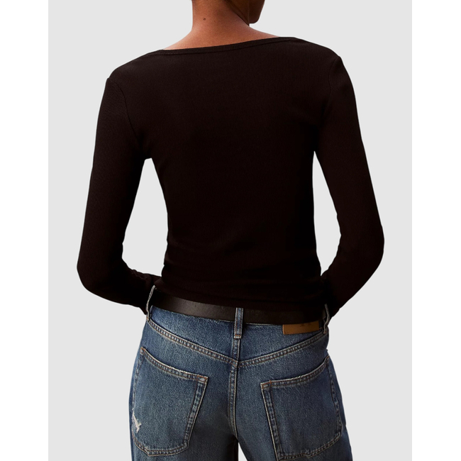 Product CALVIN KLEIN JEANS LS WOVEN LABEL 2X2 RIB SCOOP NEC base image